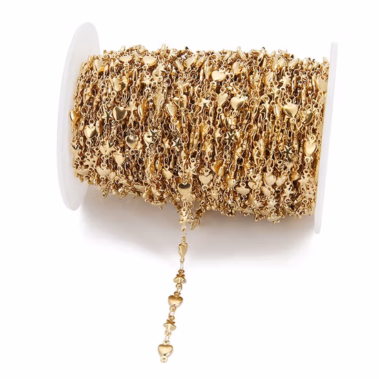 Corrente corporal de estrela de coração de aço inoxidável para fabricação de joias artesanais da moda
